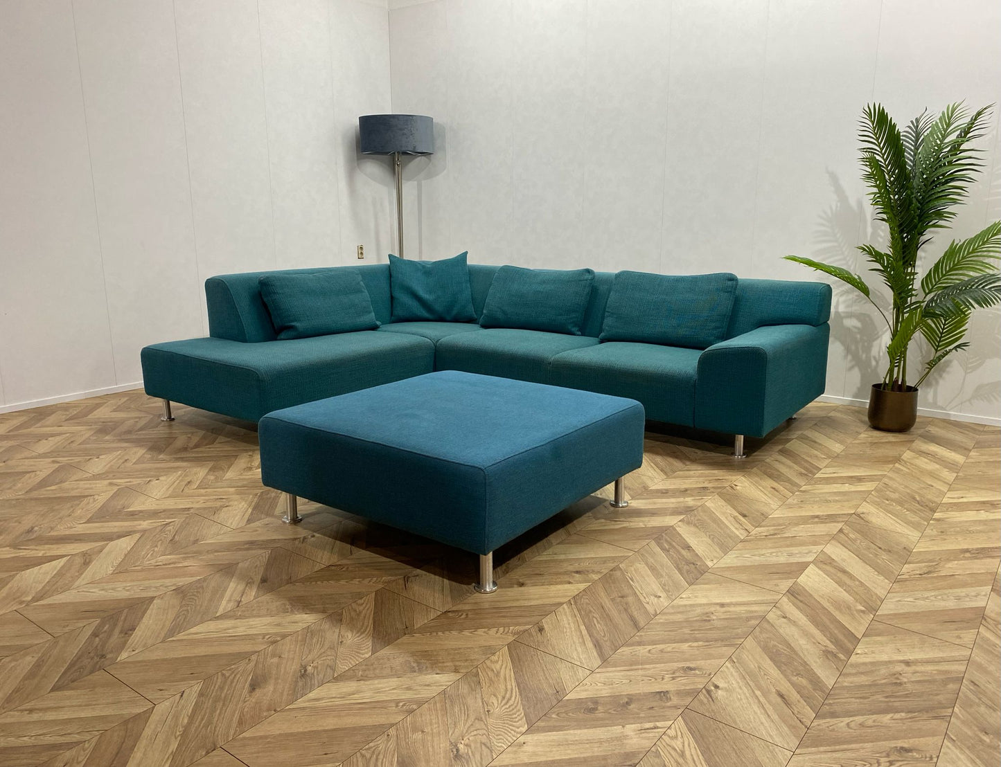 Turqouise Blauwe Hoekbank Inc. Hocker