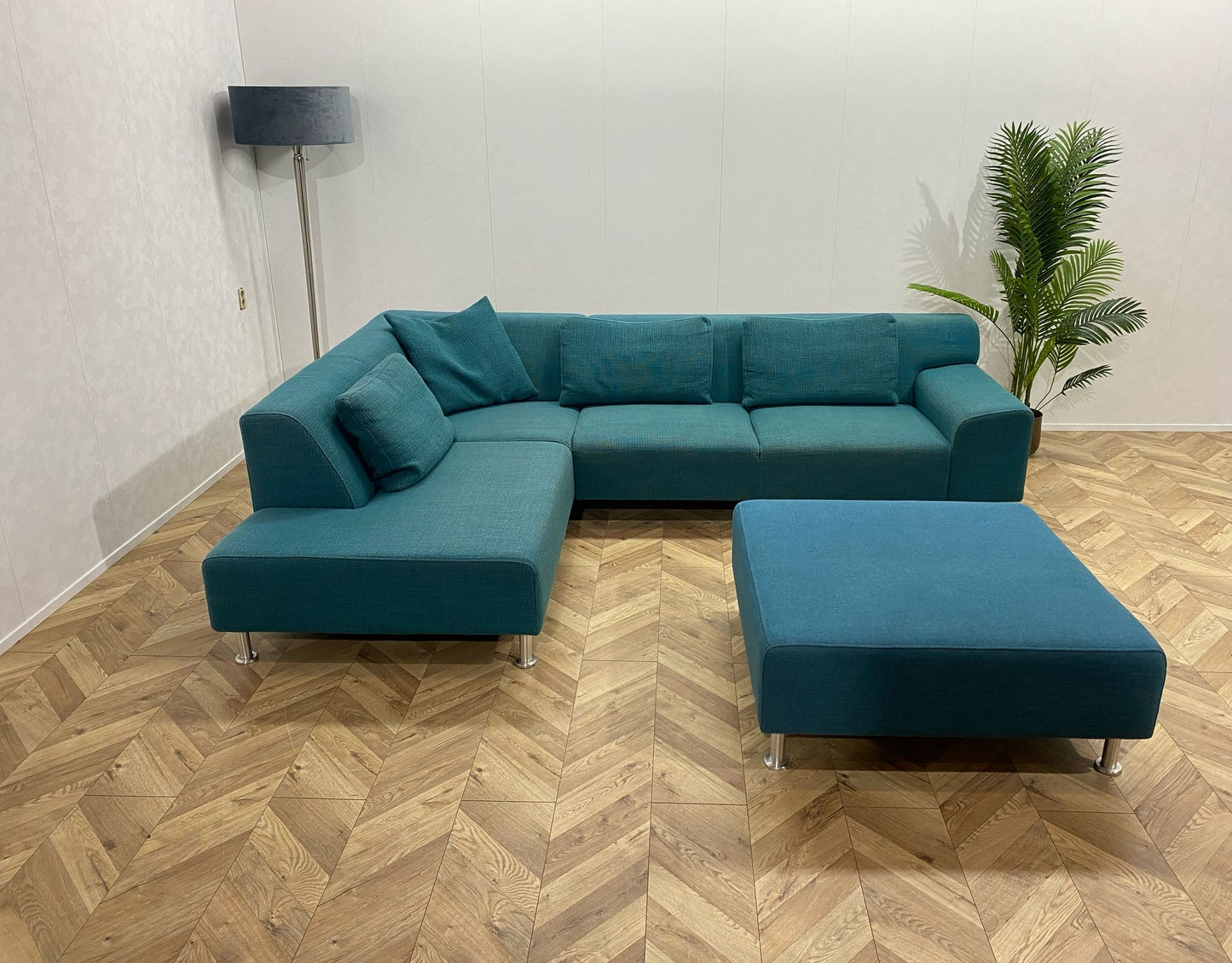 Turqouise Blauwe Hoekbank Inc. Hocker