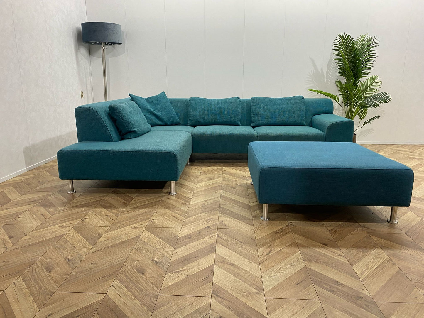 Turqouise Blauwe Hoekbank Inc. Hocker