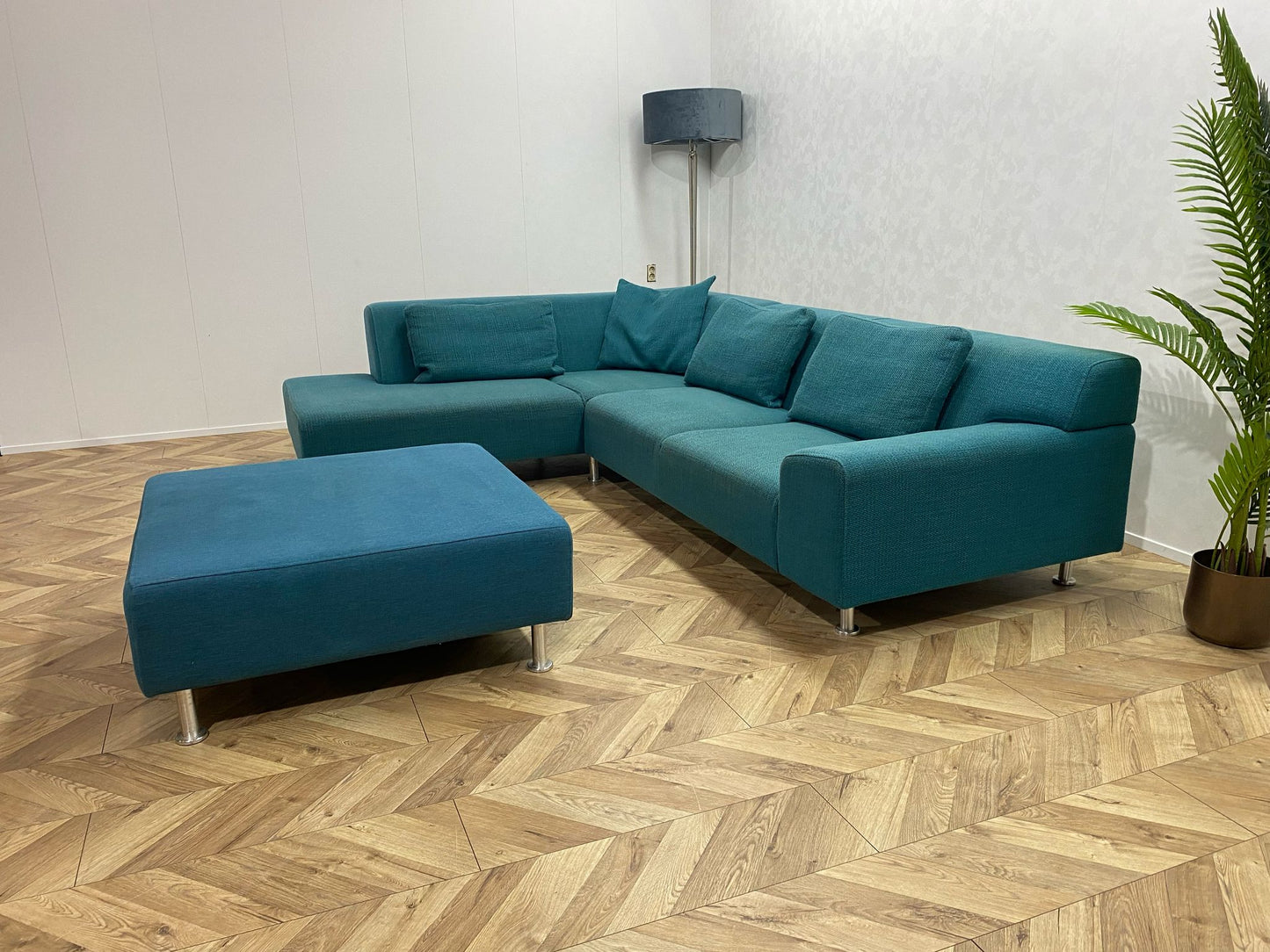 Turqouise Blauwe Hoekbank Inc. Hocker
