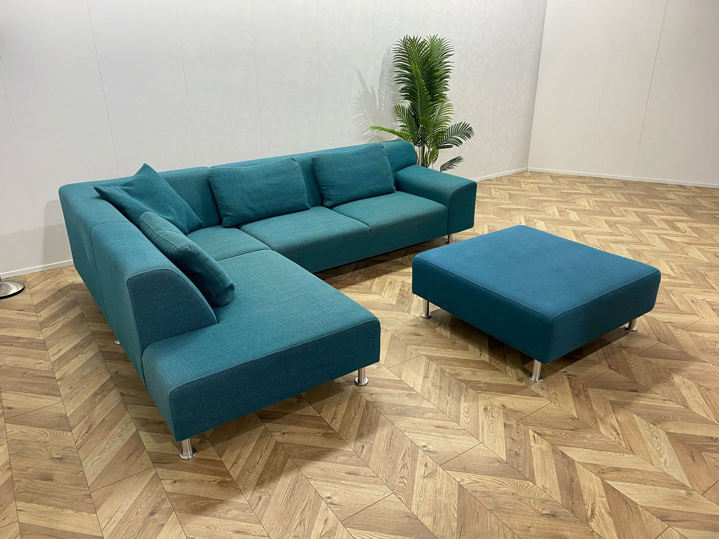 Turqouise Blauwe Hoekbank Inc. Hocker
