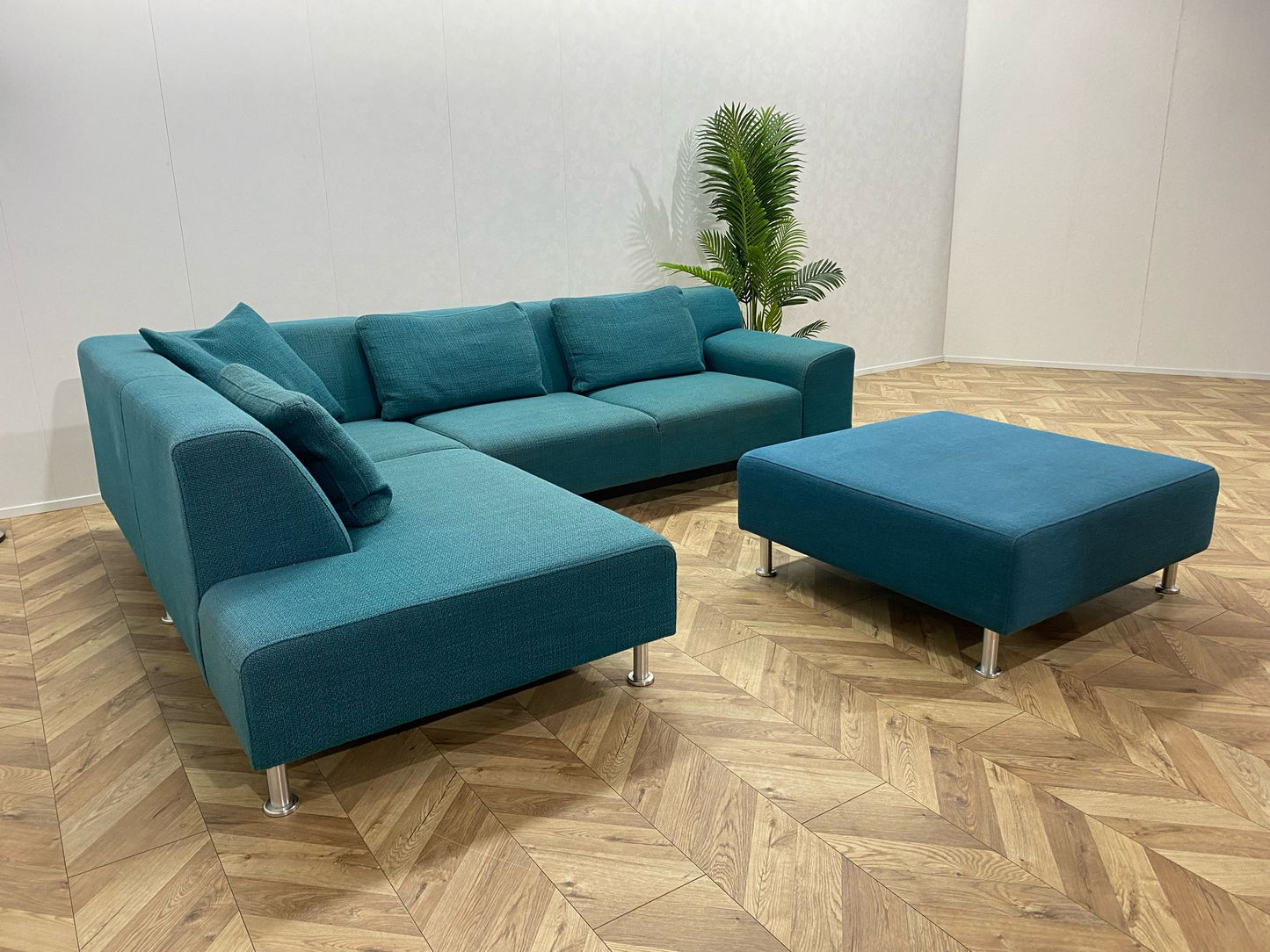 Turqouise Blauwe Hoekbank Inc. Hocker