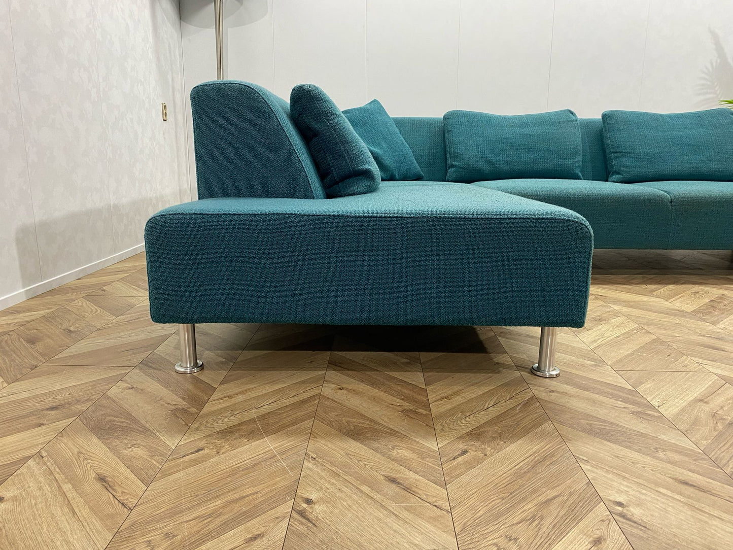 Turqouise Blauwe Hoekbank Inc. Hocker