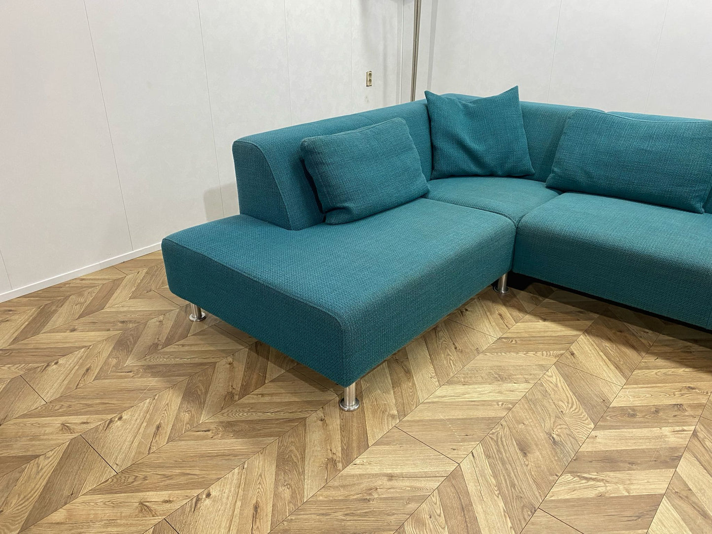 Turqouise Blauwe Hoekbank Inc. Hocker