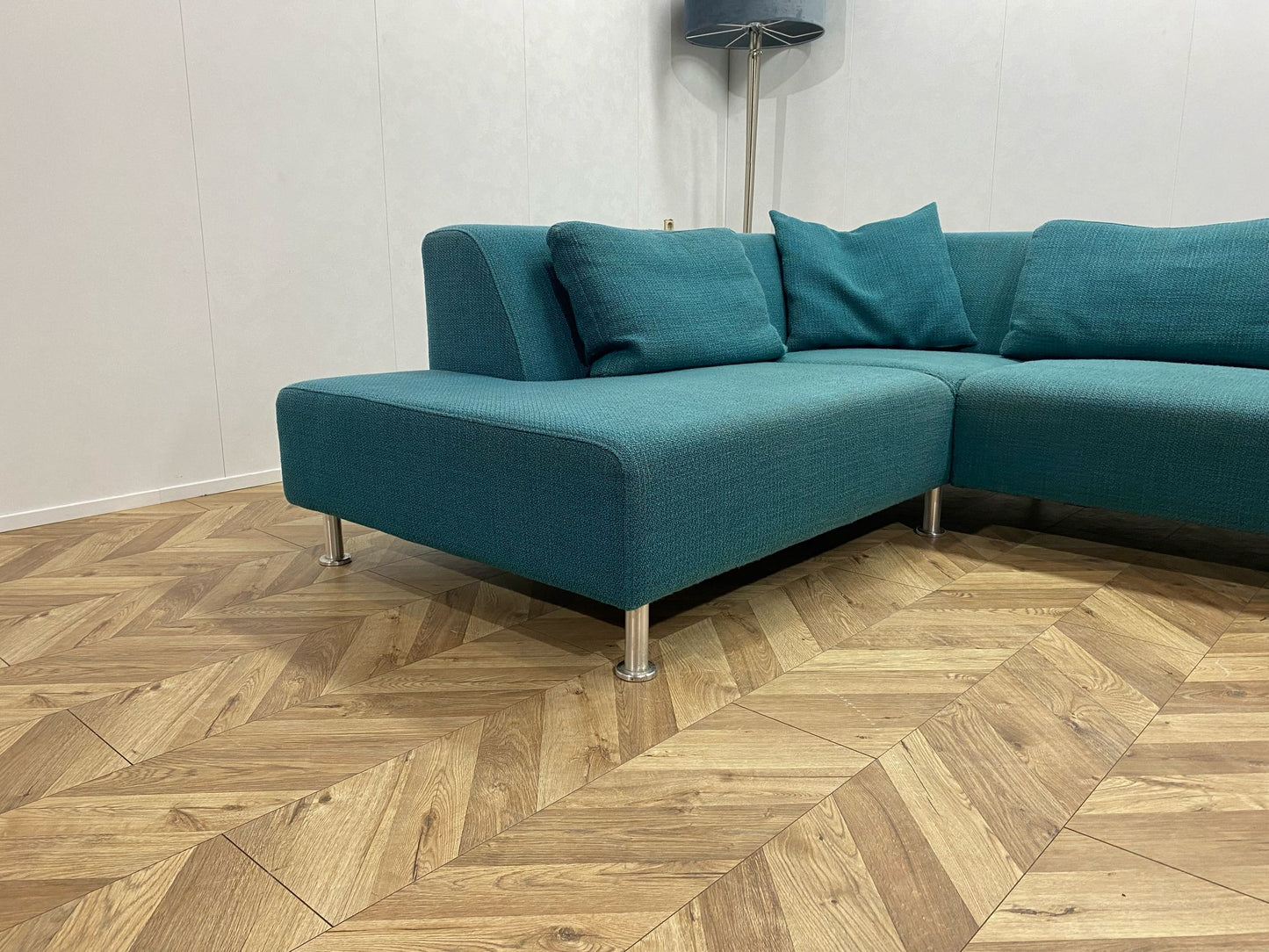 Turqouise Blauwe Hoekbank Inc. Hocker