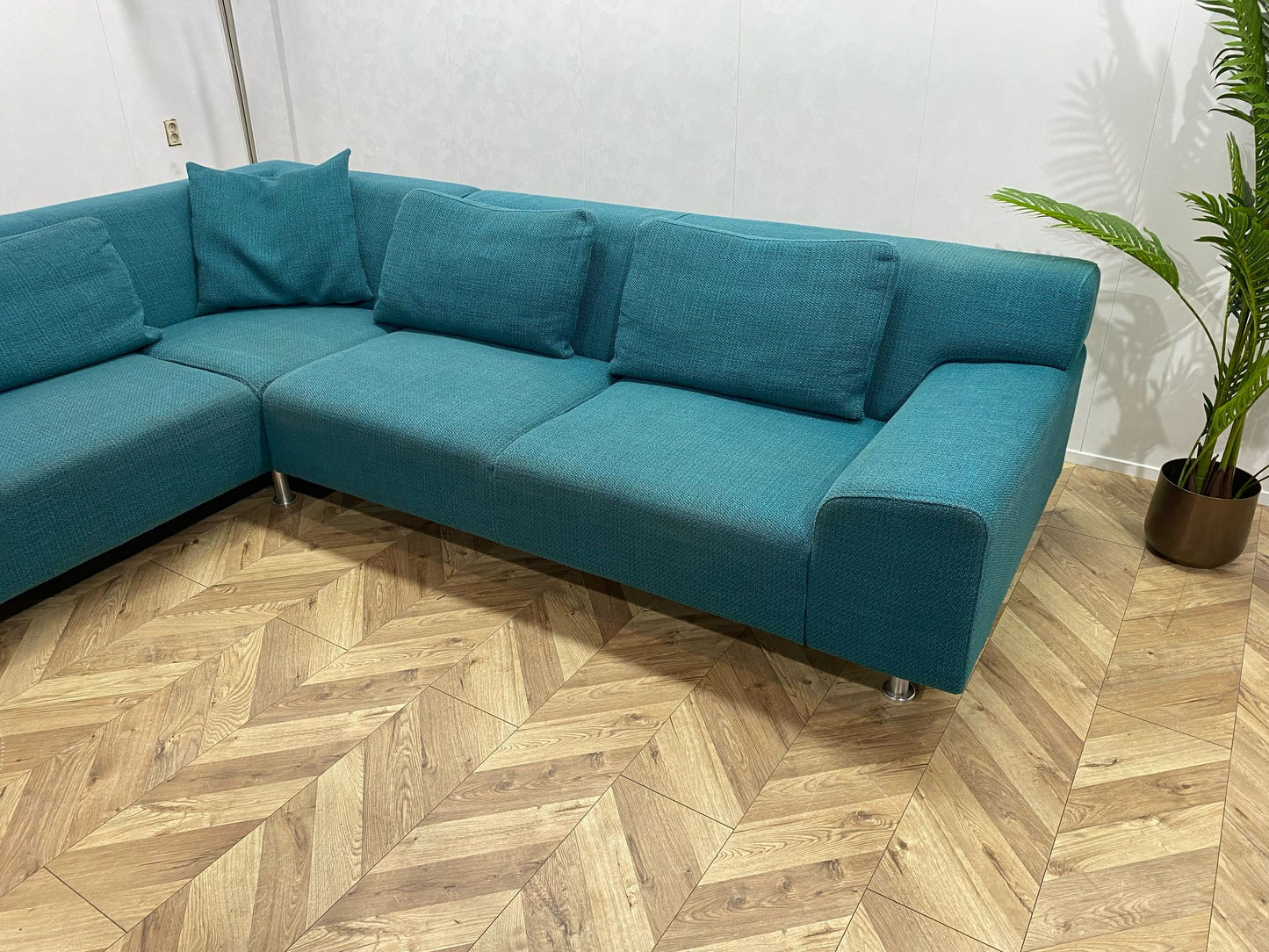 Turqouise Blauwe Hoekbank Inc. Hocker