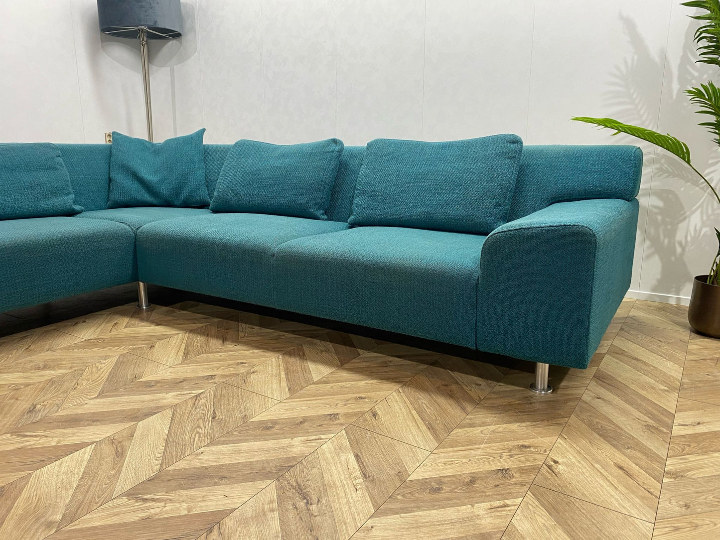 Turqouise Blauwe Hoekbank Inc. Hocker