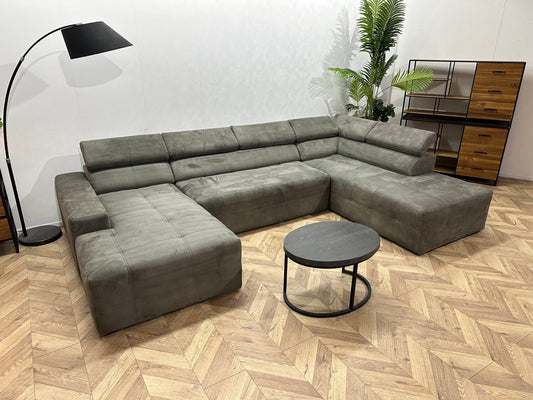 !Showroommodel! Grijze Suède Stoffen U Bank