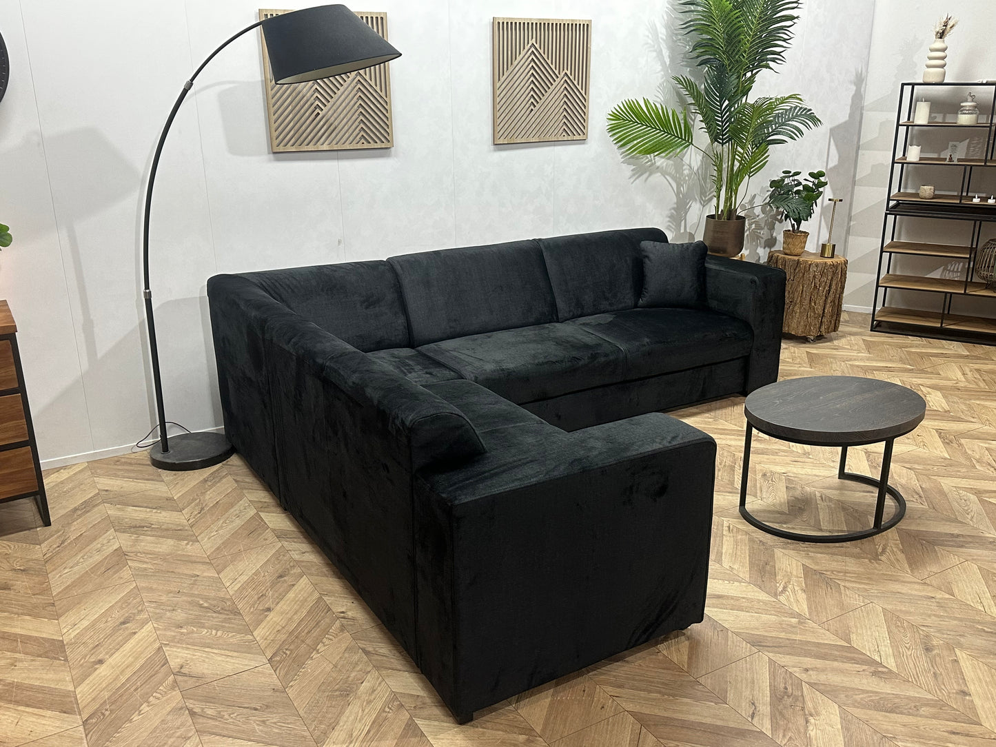 !Showroommodel! Zwarte Velvet Hoekbank