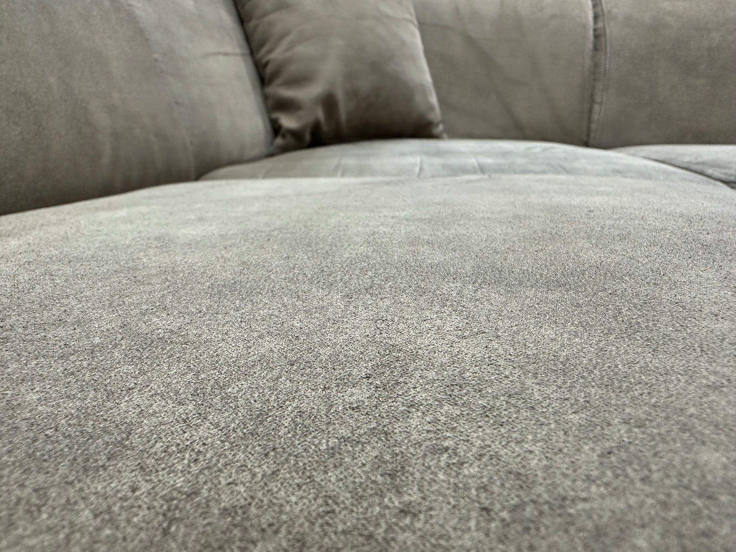 Bruine Suède Lederen Hoekbank ~ Vaste Kussens