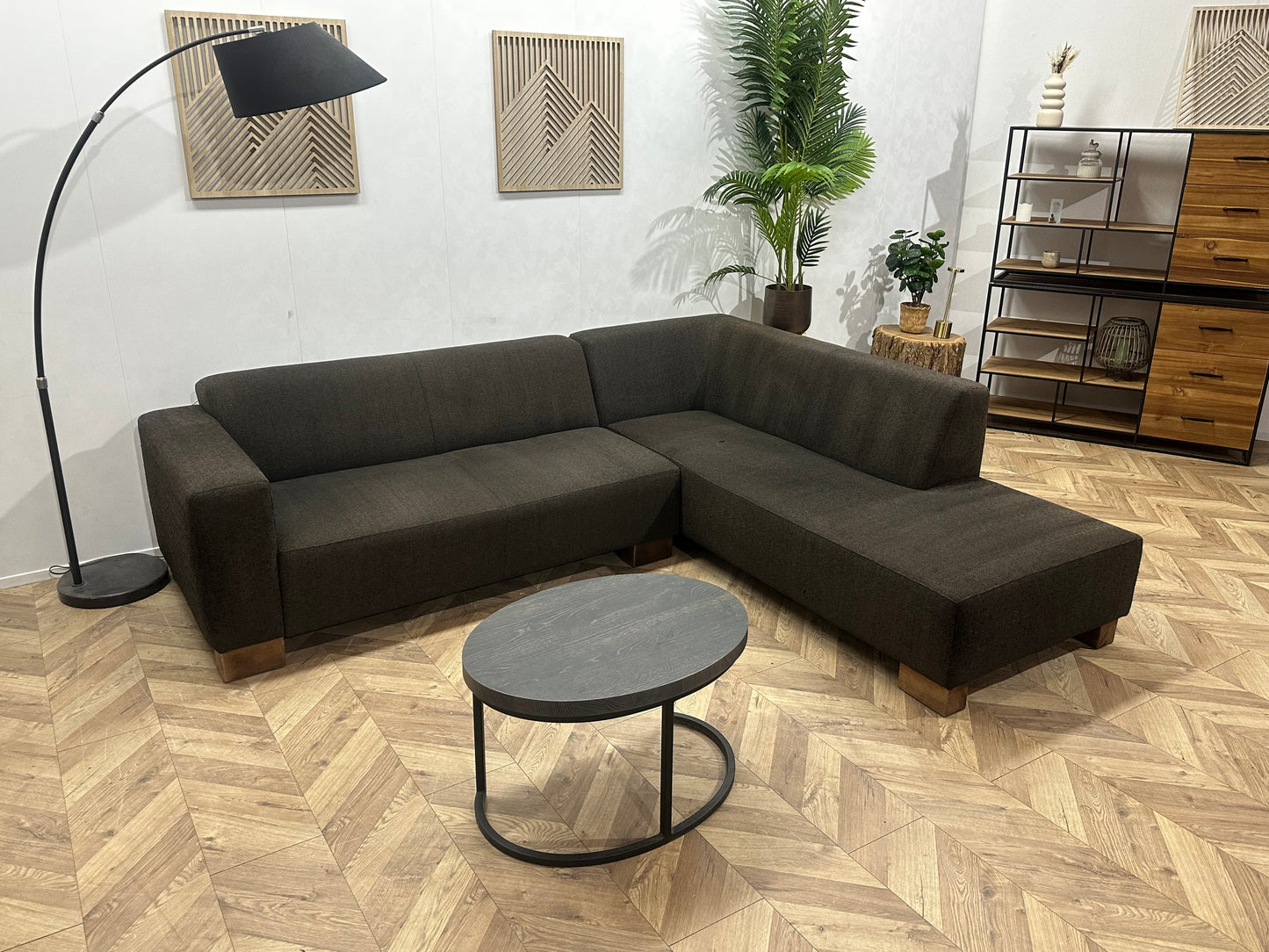 N-Joy Antraciet Hoekbank ~ Vaste Kussens