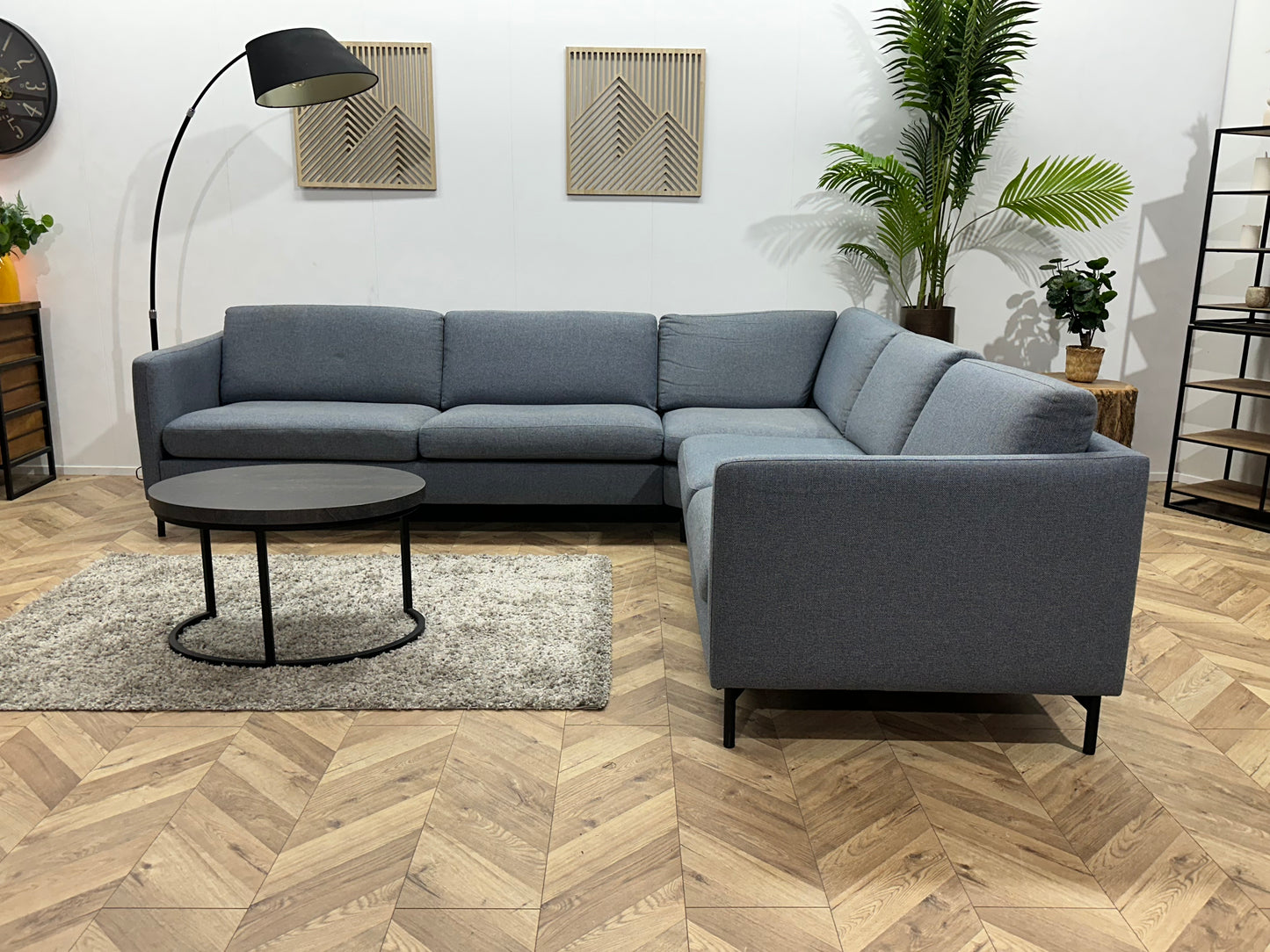 Blauwe/Grijze Hoekbank ~ Losse Kussens Met Afneembare Hoezen