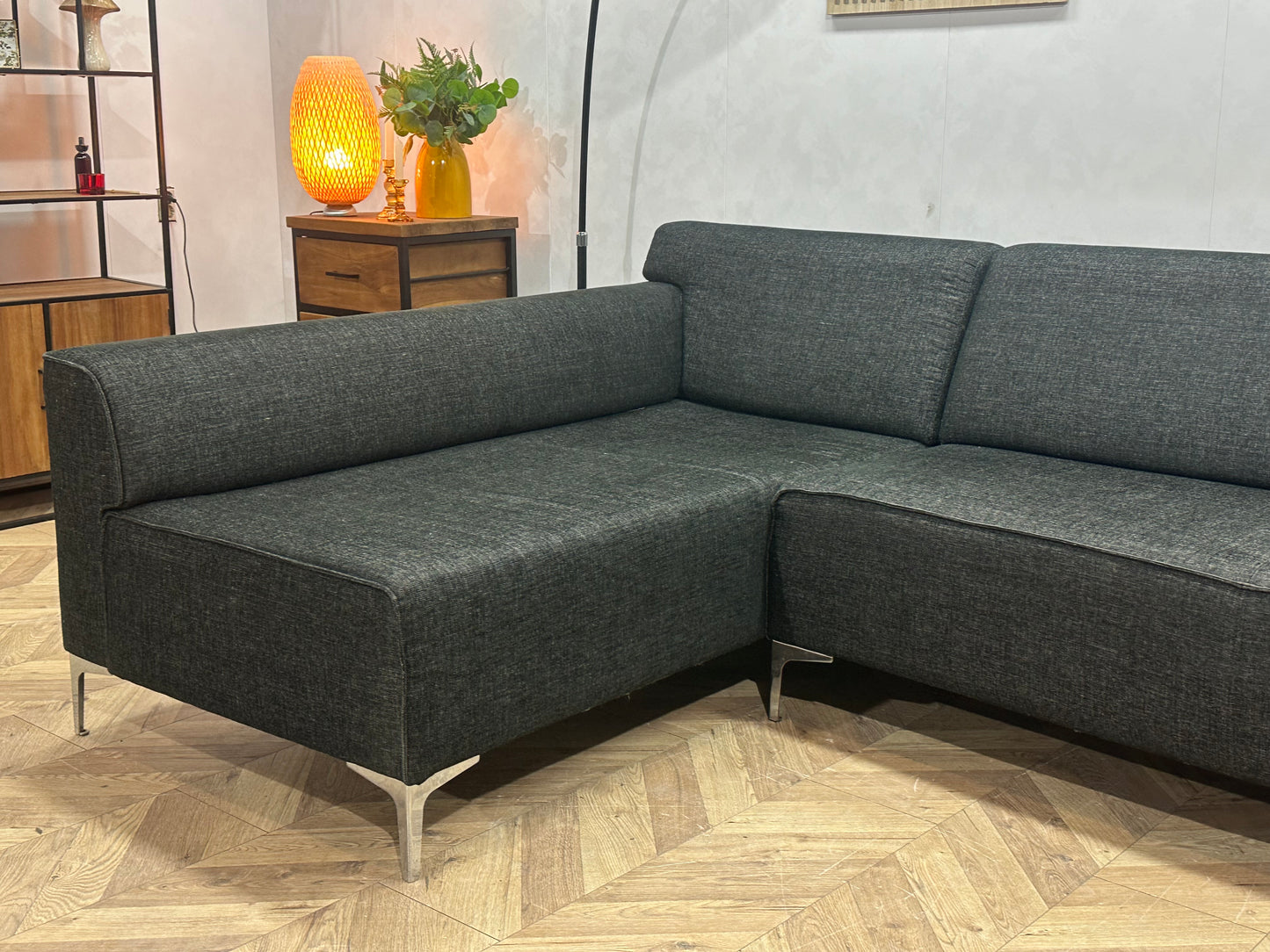 Montèl Antraciet Design Hoekbank ~ Vaste Kussens