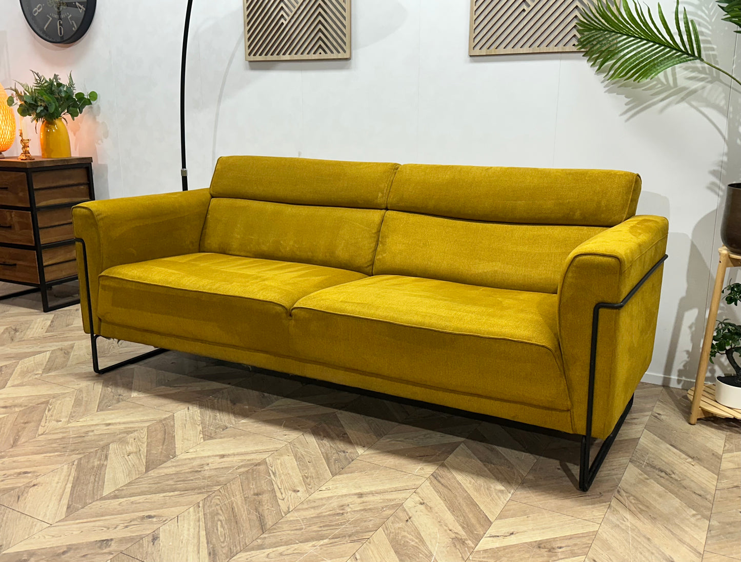 Xooon Gele Suède Stoffen 2.5-Zits Bank ~ Vaste Kussens