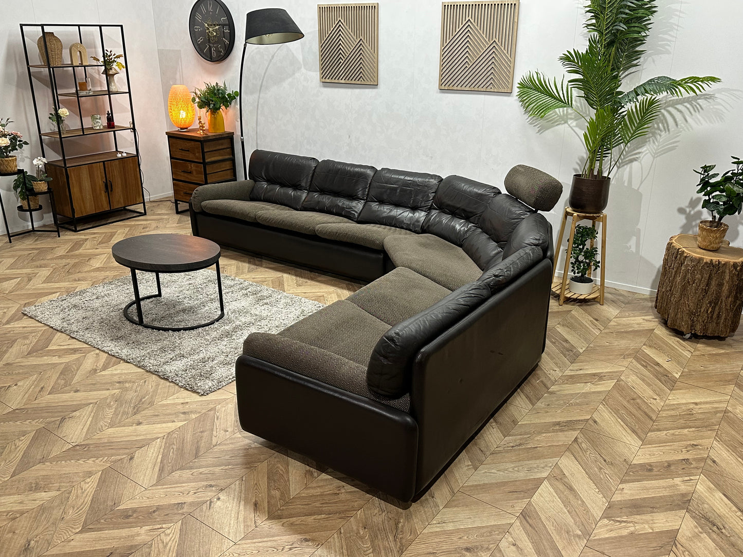 Bruine Echt Lederen Hoekbank ~ Losse Kussens Met Afneembare Hoezen