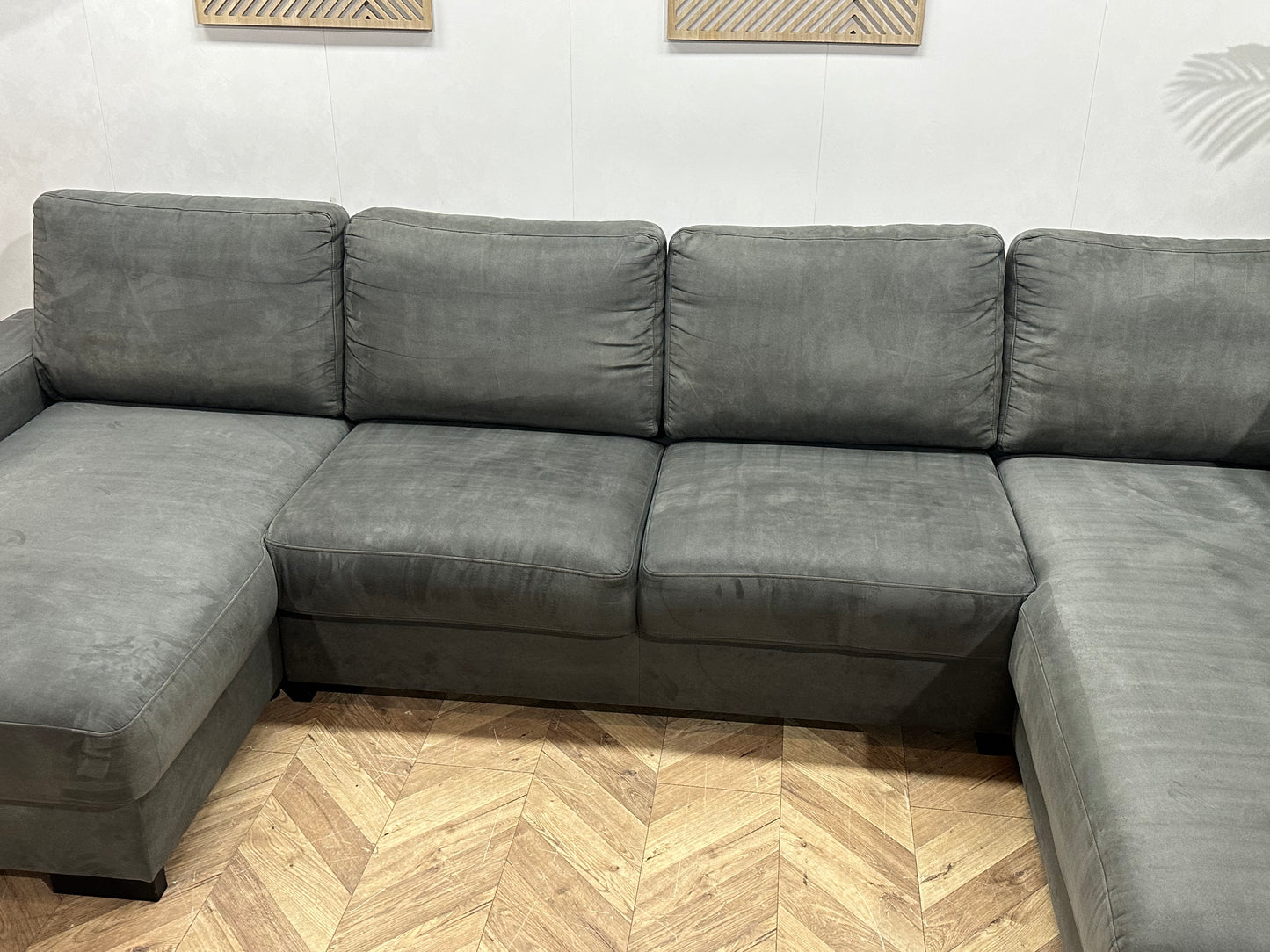 Antraciet Suède Stoffen U Bank ~ Losse Rugkussens Met Afneembare Hoezen