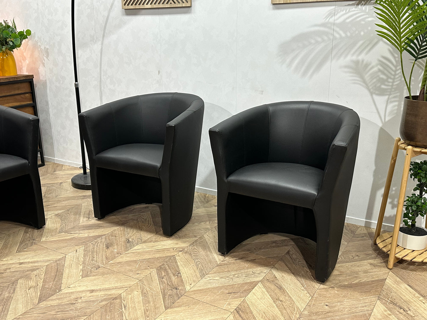 Zwarte lederen Stoelen Set