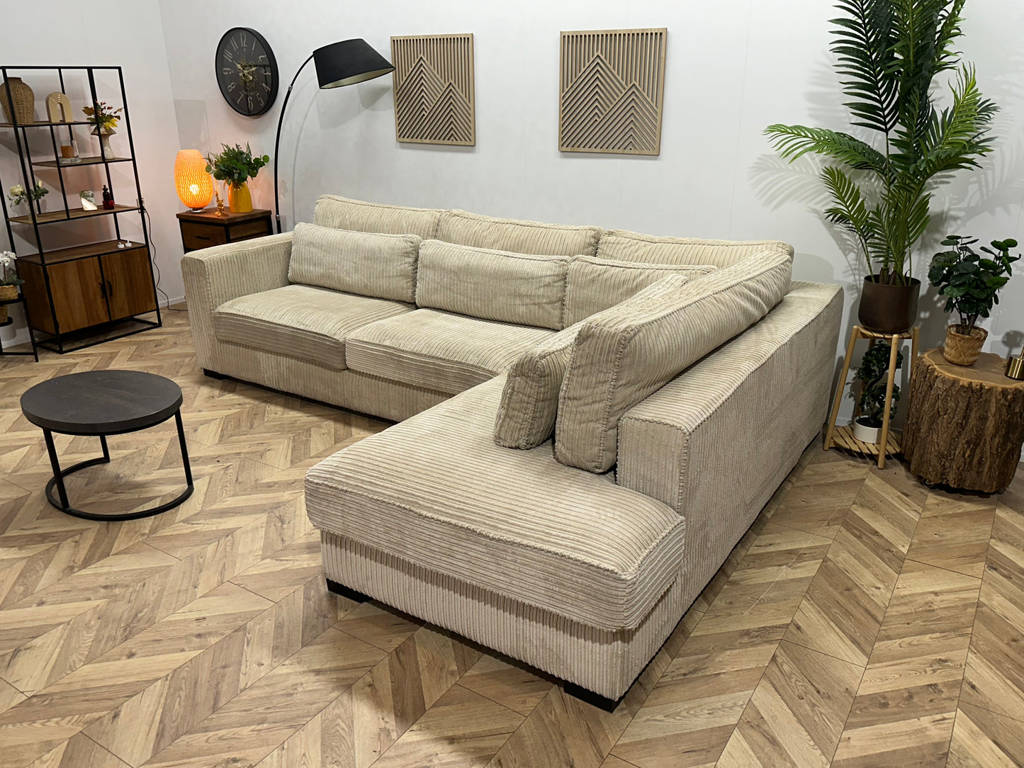 Crème Ribstof Hoekbank ~ Nieuwstaat