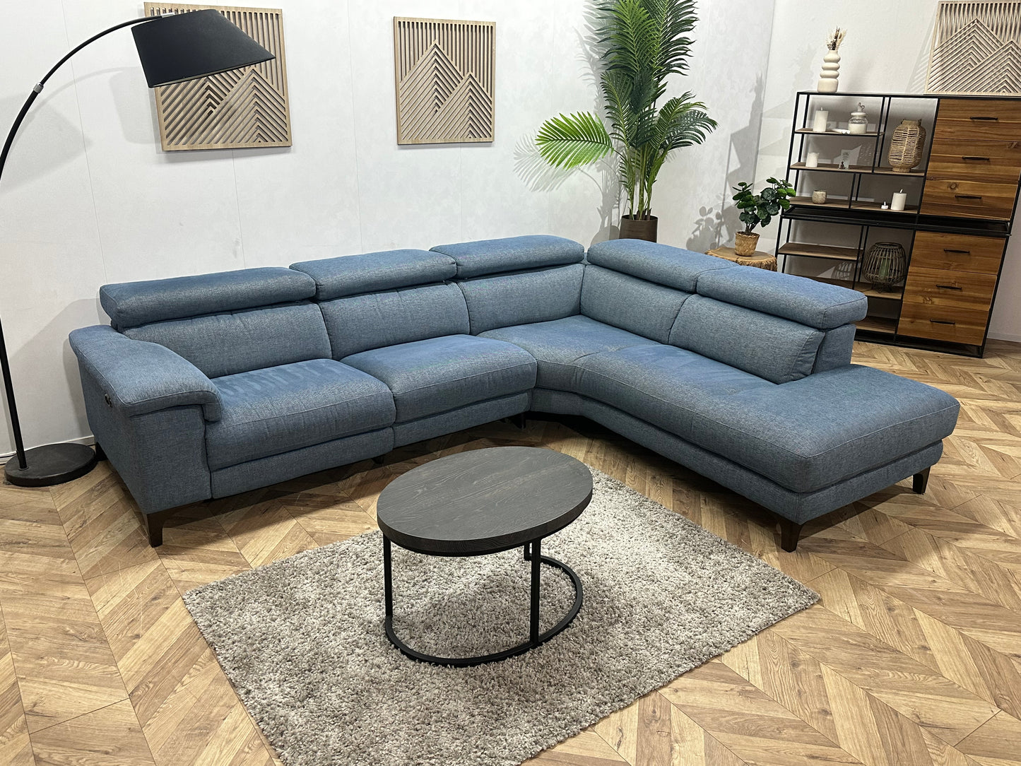 Licht Blauwe Hoekbank ~ Elektrisch Verstelbaar