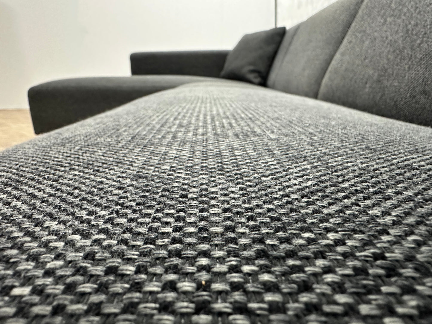 Antraciet Hoekbank ~ Vaste Kussens