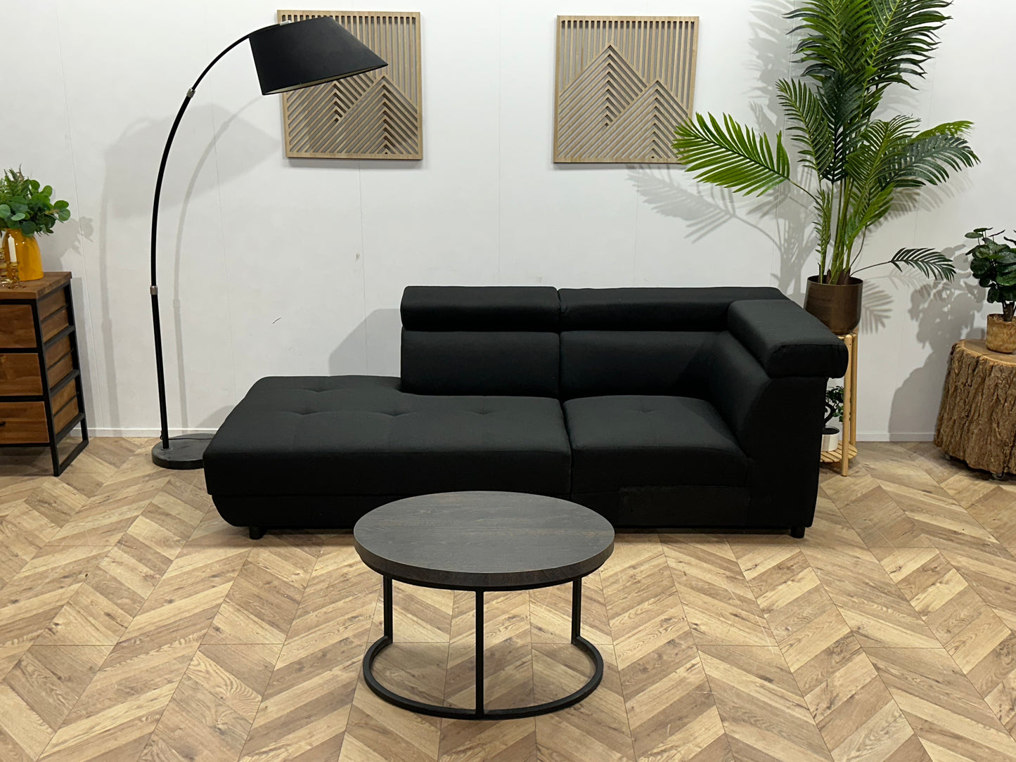 !Showroommodel! Zwart Suede Stoffen Designbank