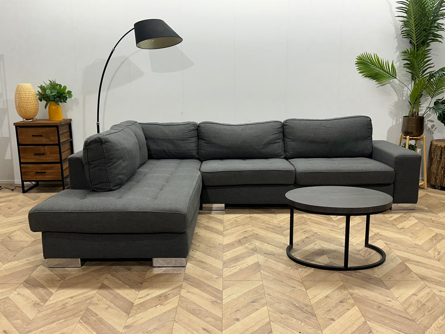 Goossens Grijze Hoekbank ~ Losse Kussens Met Afneembare Hoezen