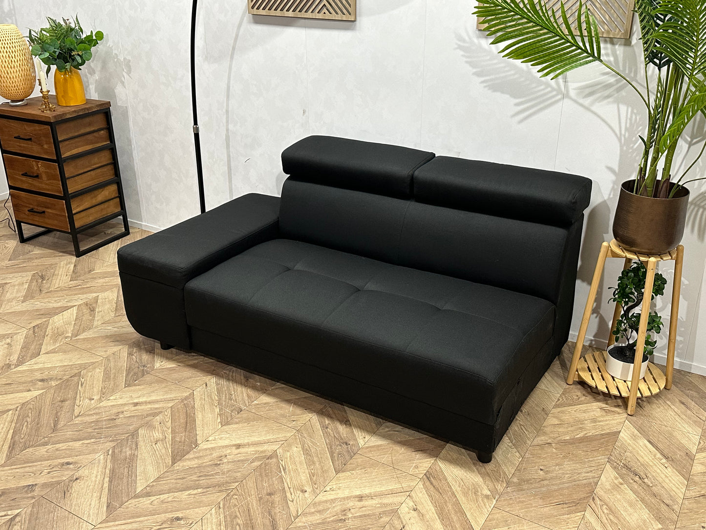 !Showroommodel! Zwart Suede Stoffen Designbank