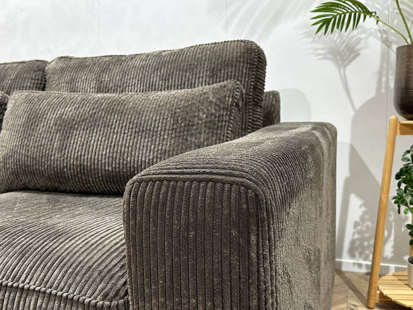 Antraciet Ribstof 2.5-Zits Bank ~ Losse Kussens Met Afneembare Hoezen