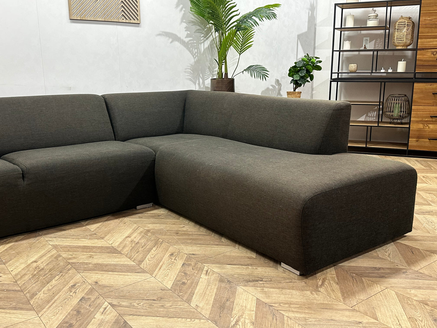 Montèl Antraciet Hoekbank ~ Vaste Kussens