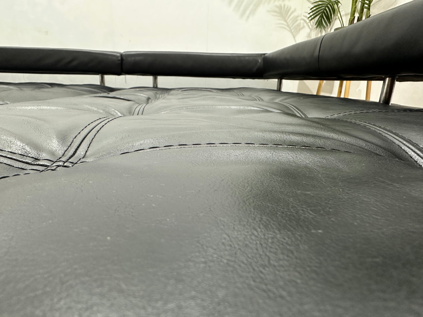 Montèl Zwart Echt Lederen Design Hoekbank ~ Vaste Kussens