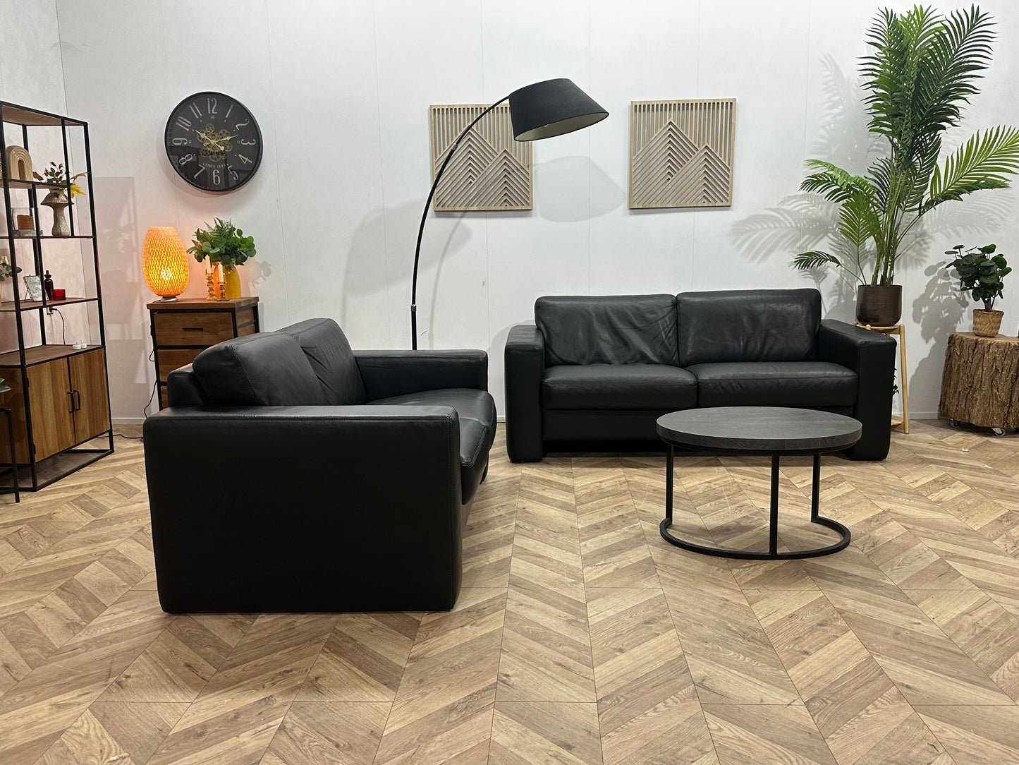 Zwart Echt Lederen Banken Set ~ Vaste Kussens