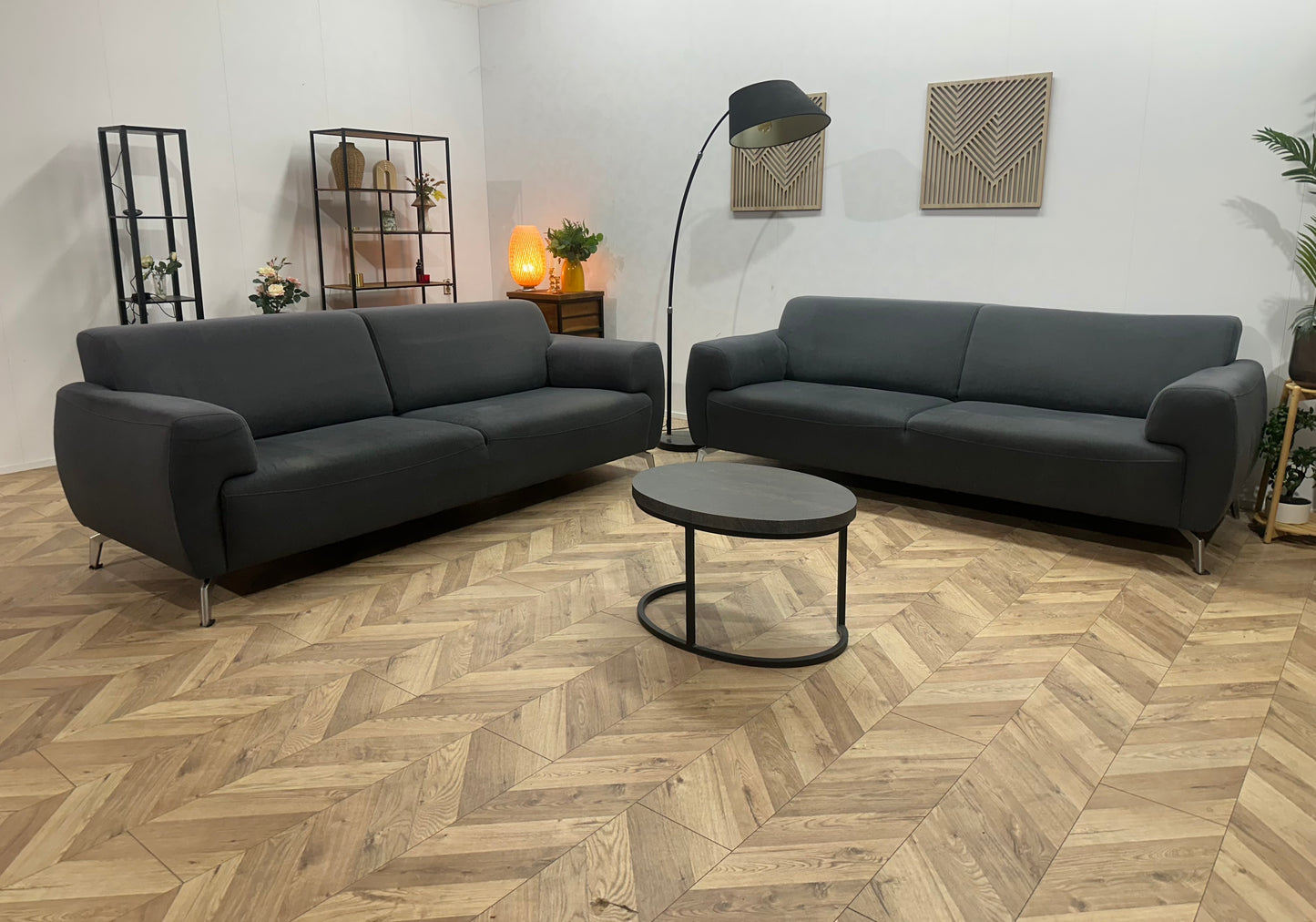 H&H Antraciet Banken Set ~ Vaste Kussens