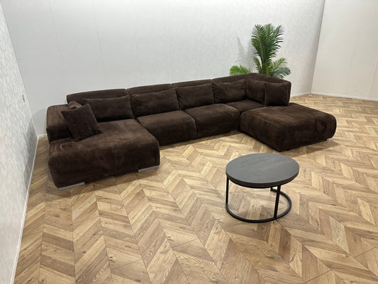 Bruine Ribstof U Bank ~ Losse Rugkussens Met Afneembare Hoezen