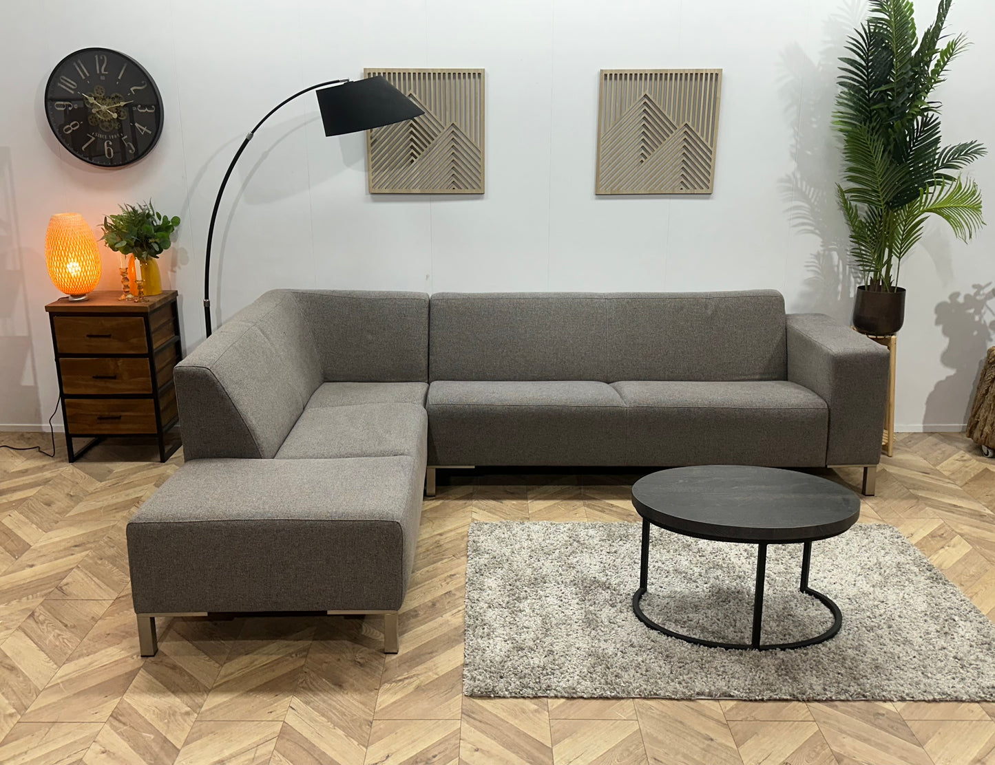 Montèl Grijze Hoekbank ~ Vaste Kussens