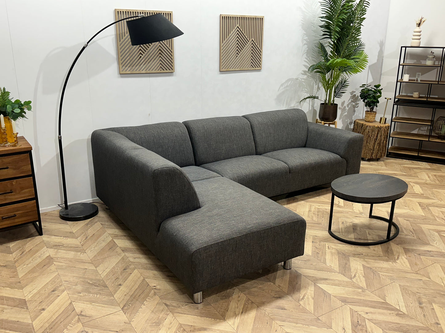 Grijze Hoekbank ~ Vaste Kussens