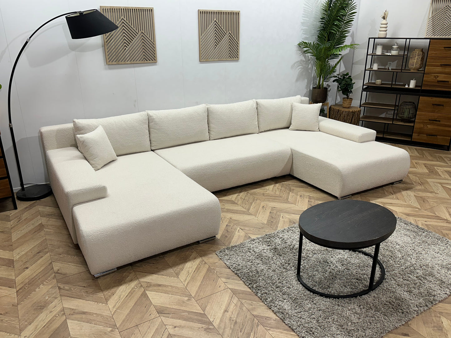 !Showroommodel! Witte Bouclé Stoffen U Bank ~ Oplaadfunctie