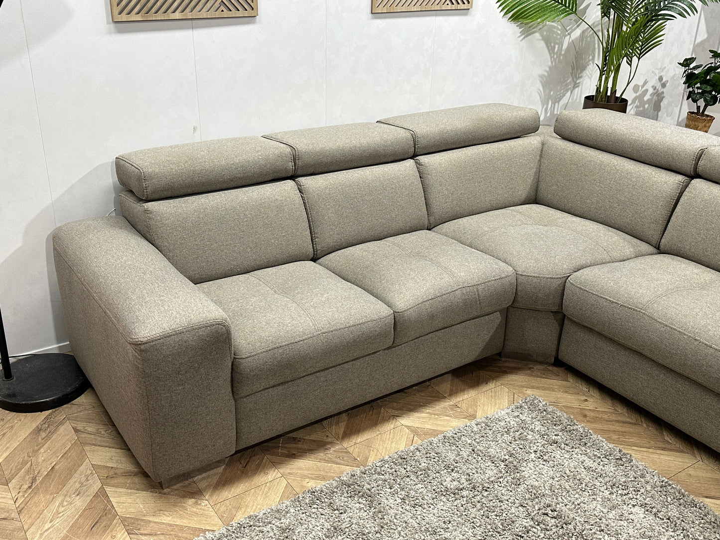 Licht Grijze Hoekbank ~ Verstelbare Hoofdsteunen