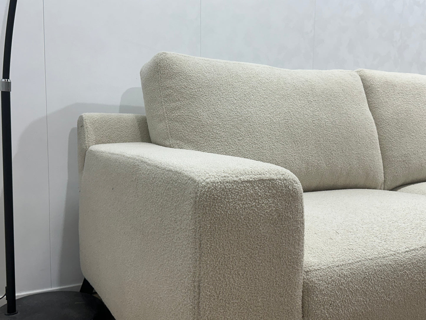 !Showroommodel! Crème Bouclé Stoffen Hoekbank