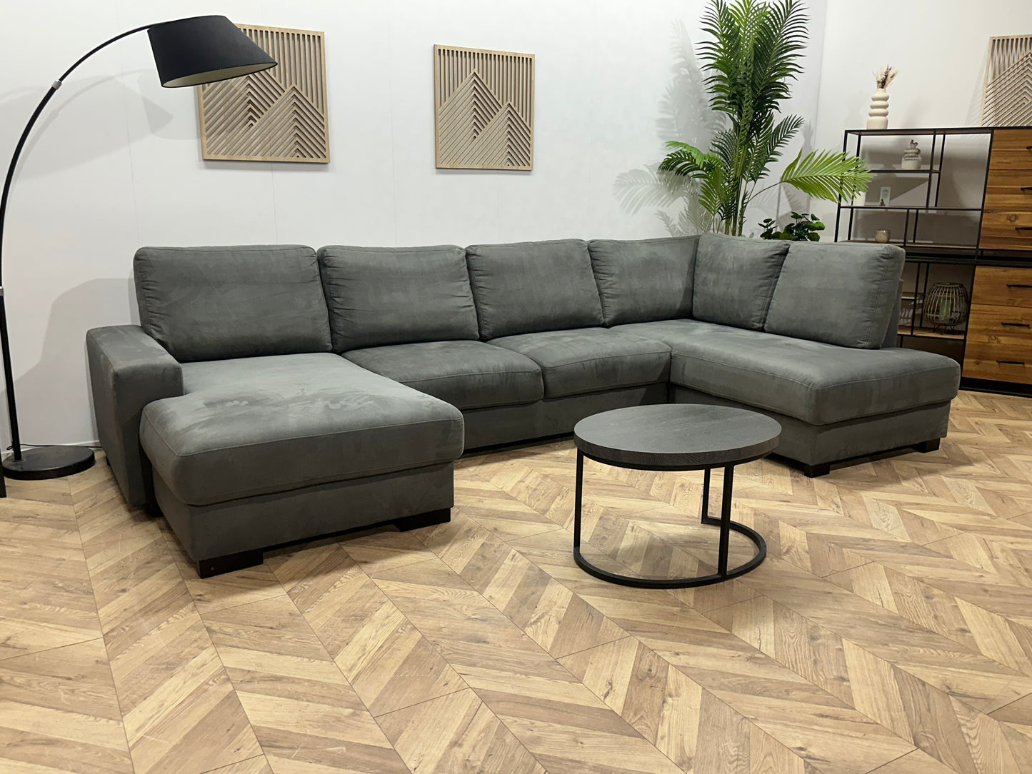 Antraciet Suède Stoffen U Bank ~ Losse Rugkussens Met Afneembare Hoezen