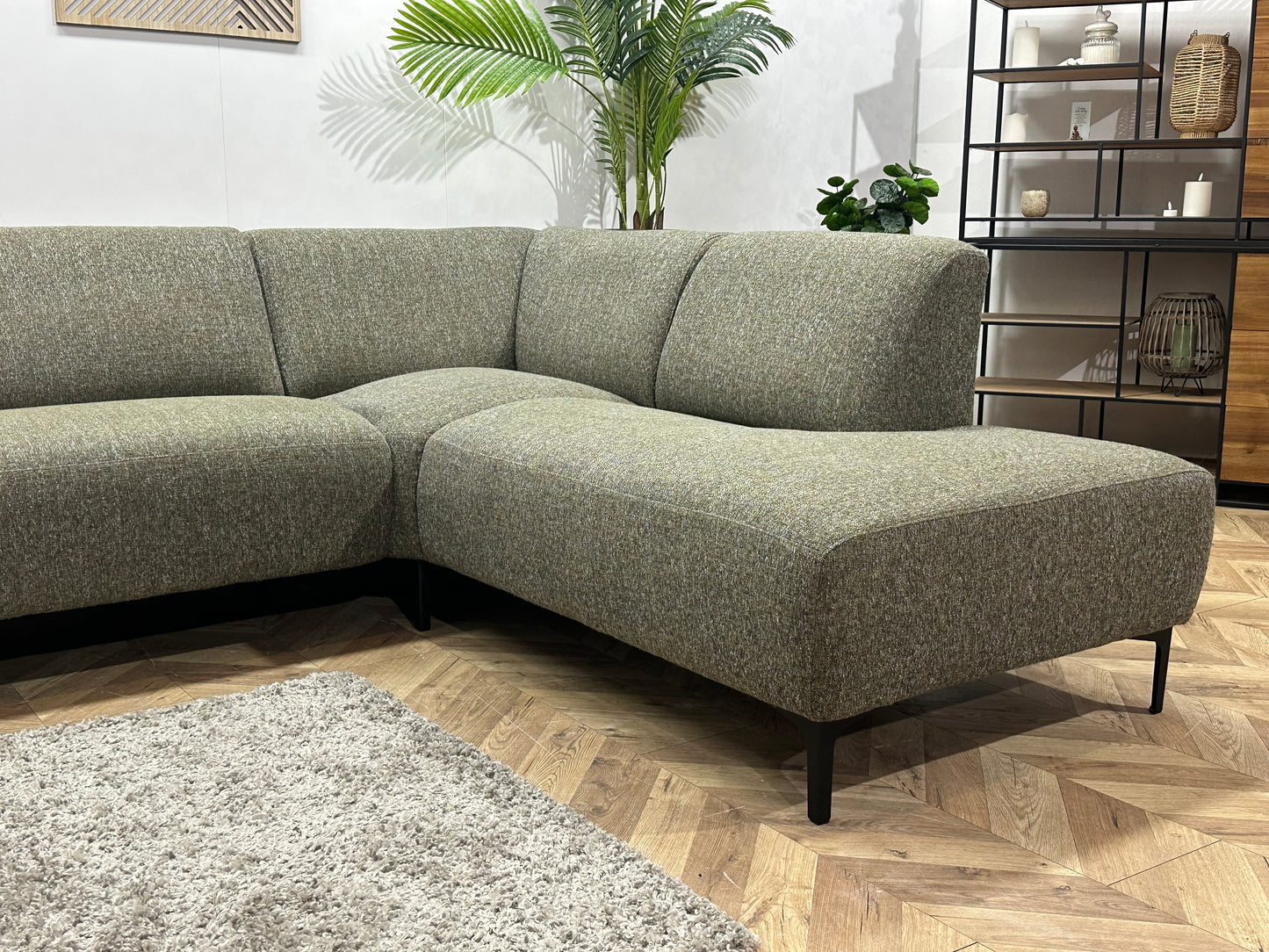 Grijze Hoekbank ~ Vaste Kussens