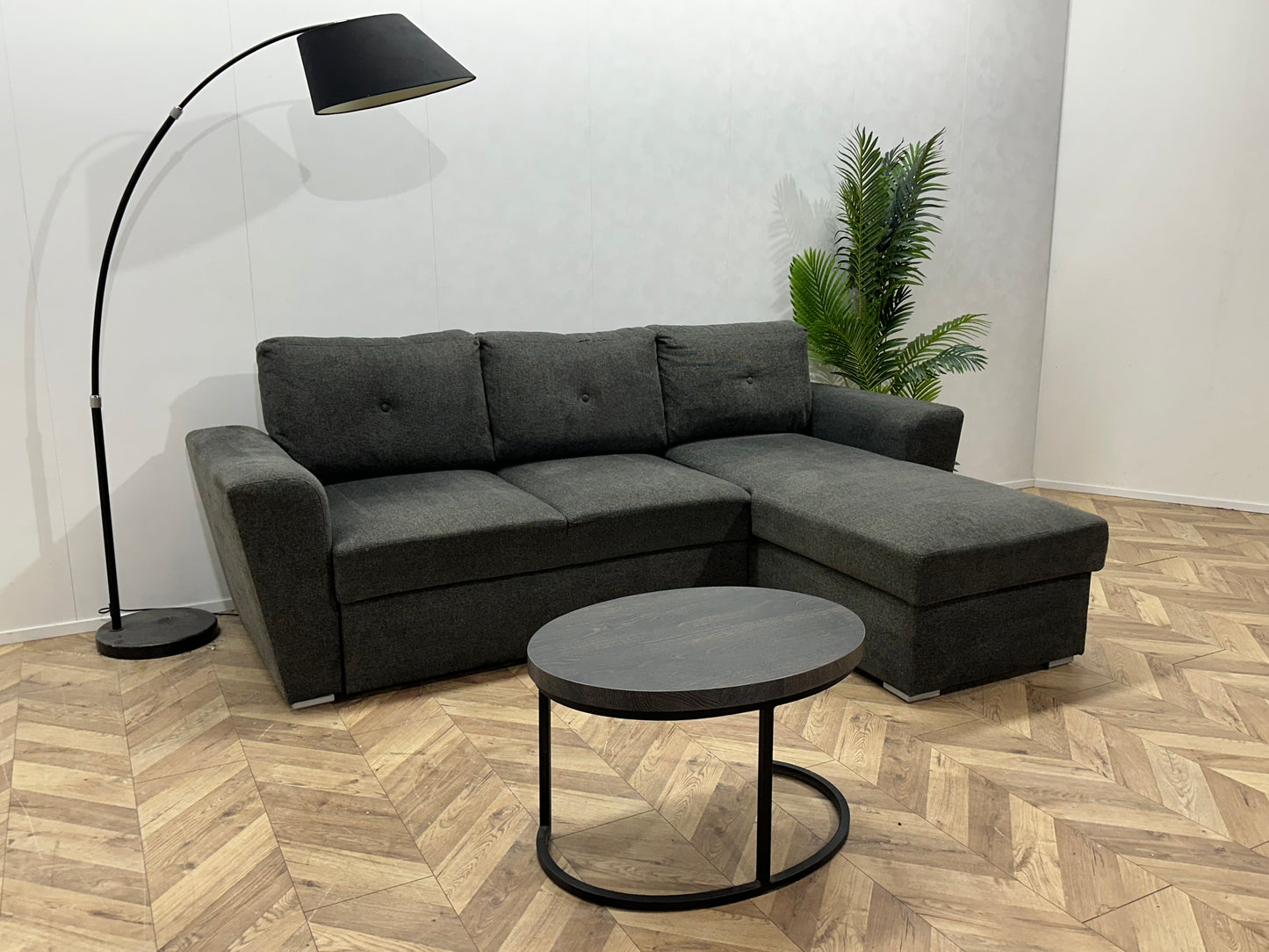 Grijze Hoekbank ~ Opbergruimte ~ Slaapfunctie