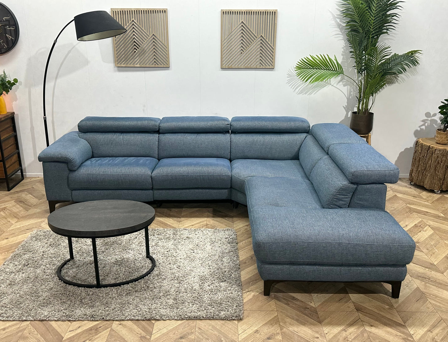 Licht Blauwe Hoekbank ~ Elektrisch Verstelbaar