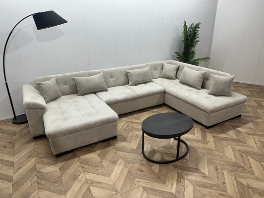 !Showroommodel! Witte/Crème Ribstof U Bank