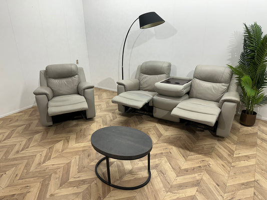 Licht Grijze Echt Lederen Banken Set ~ Relaxfunctie