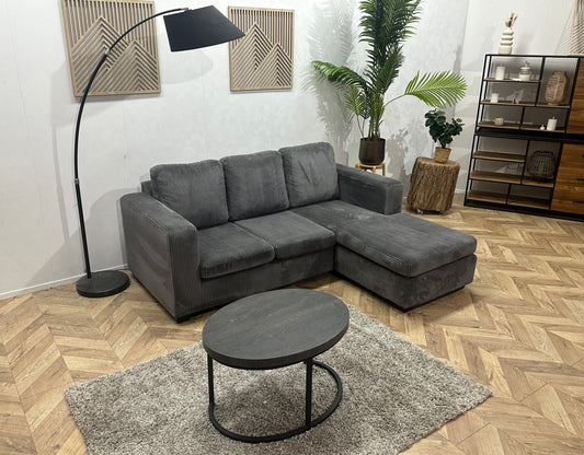 Antraciet Ribstof Hoekbank ~ Meerdere Opstellingen