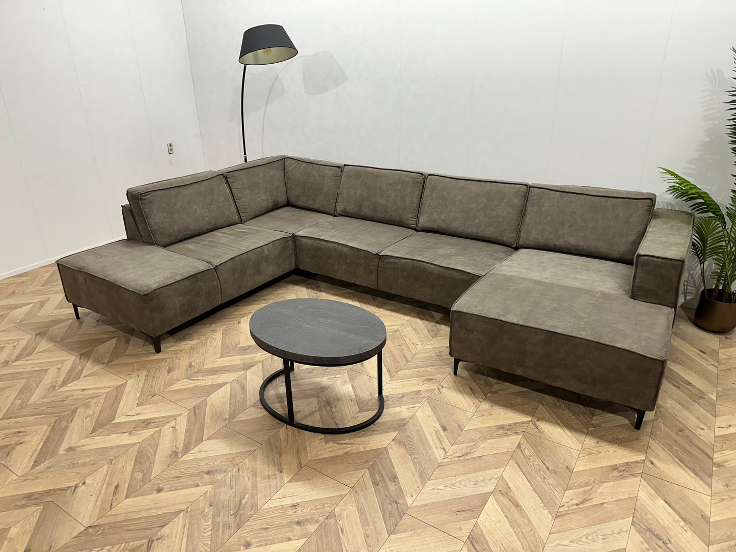 Antraciet Suède Stoffen U Bank ~ Losse Rugkussens Met Afneembare Hoezen