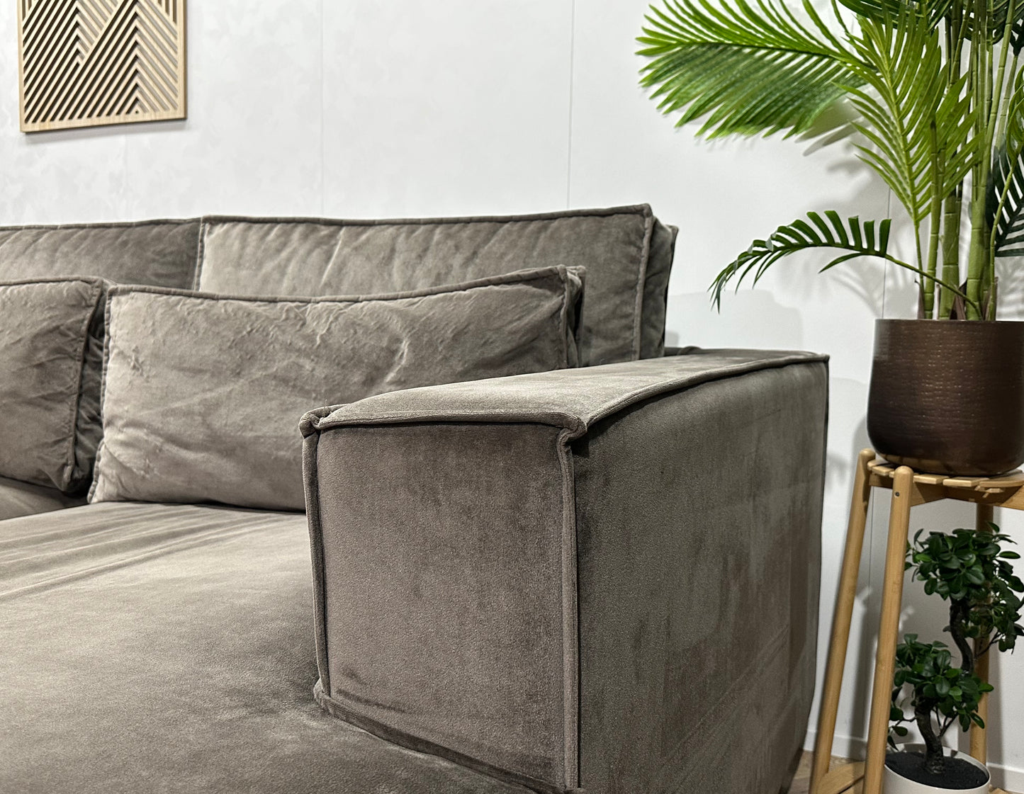 Antraciet Velvet U Bank ~ Losse Kussens Met Afneembare Hoezen