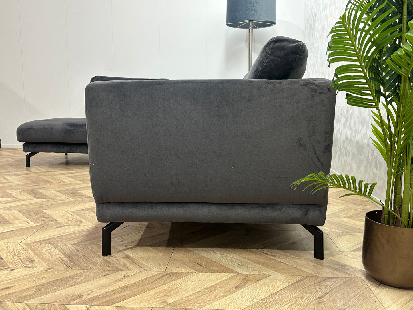 Pura Vida Blauwe Velvet Hoekbank ~ Losse Kussens Met Afneembare Hoezen