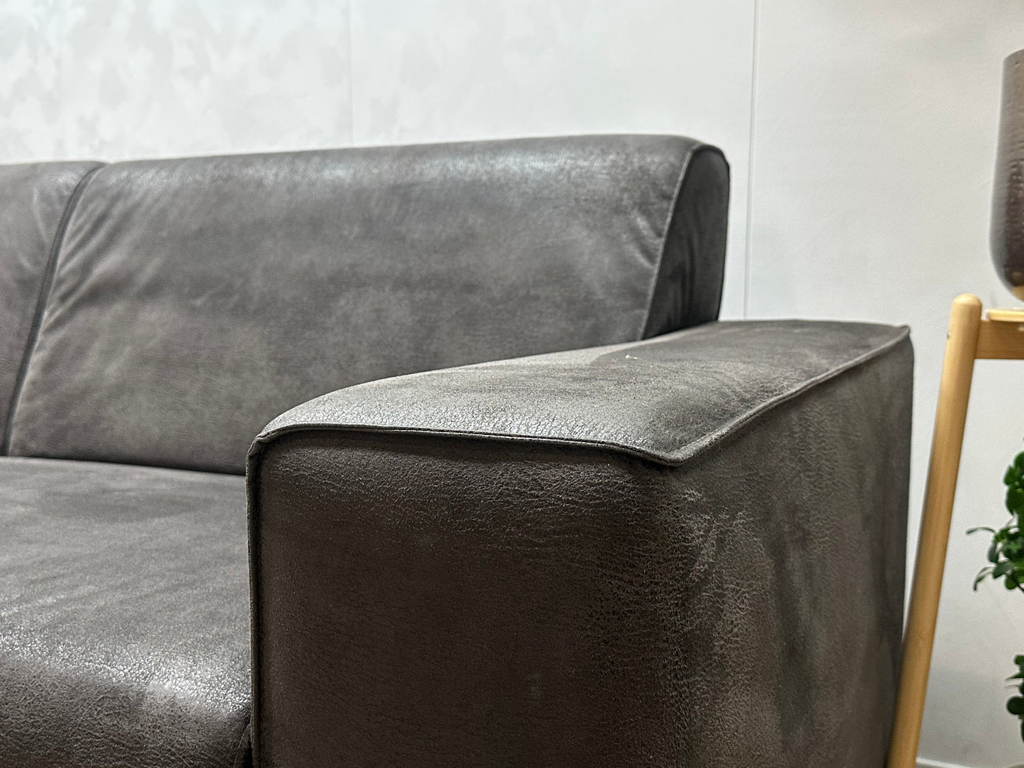 Antraciet Suède Stoffen Hoekbank ~ Vaste Kussens