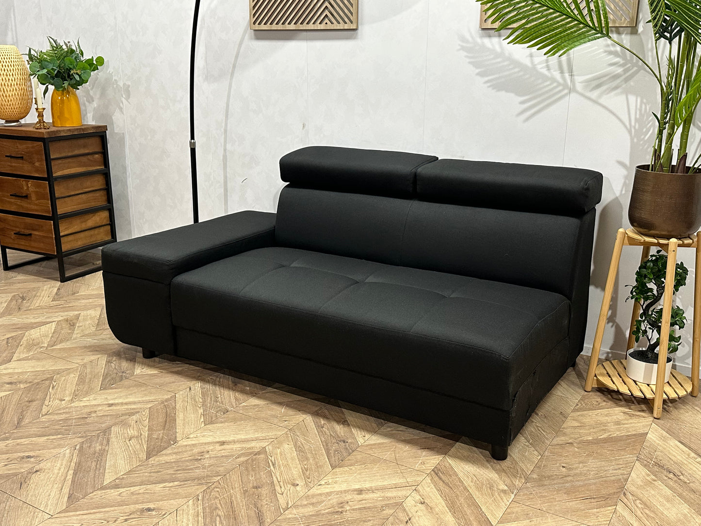 !Showroommodel! Zwart Suede Stoffen Designbank